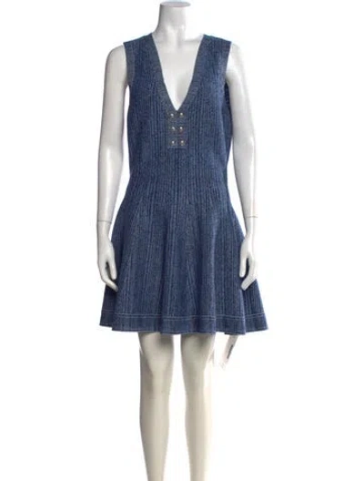 Pre-owned Milly Striped Mini Dress In Blue