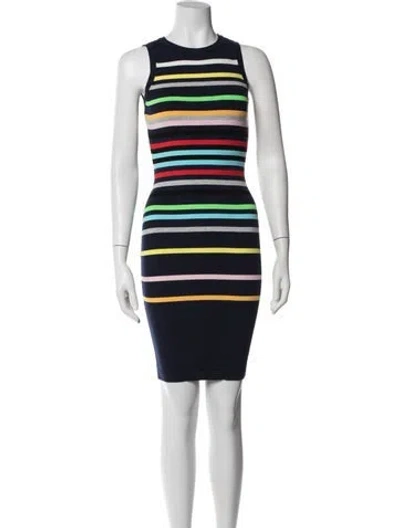 Pre-owned Milly Striped Mini Dress In Blue