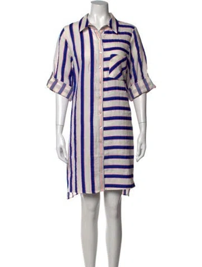 Pre-owned Milly Striped Mini Dress In Blue/white