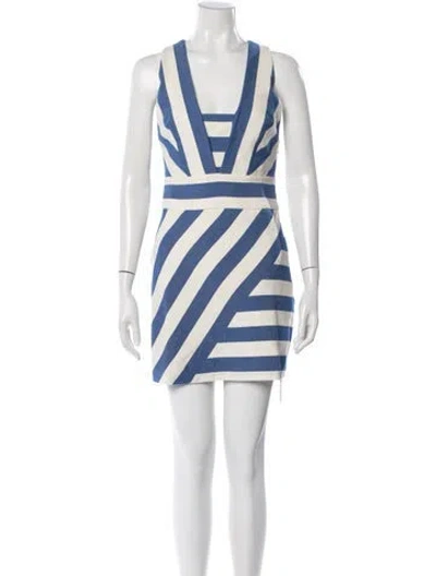 Pre-owned Milly Striped Mini Dress In Blue/white
