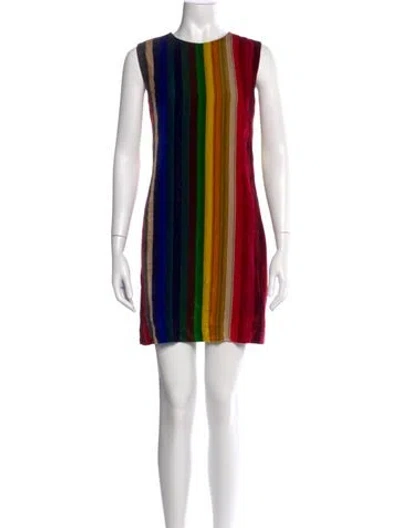 Pre-owned Milly Striped Mini Dress In Burgundy