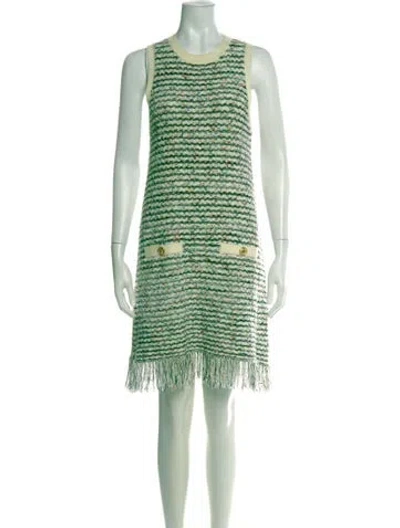 Pre-owned Milly Striped Mini Dress In Green