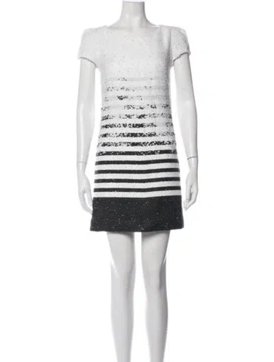 Pre-owned Milly Striped Mini Dress In Metallic/white