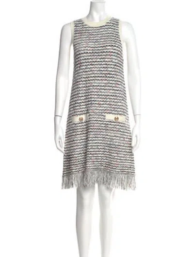 Pre-owned Milly Striped Mini Dress In Neutral