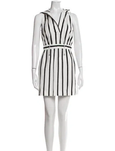 Pre-owned Milly Striped Mini Dress In Neutral