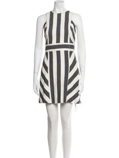 Pre-owned Milly Striped Mini Dress In Neutral