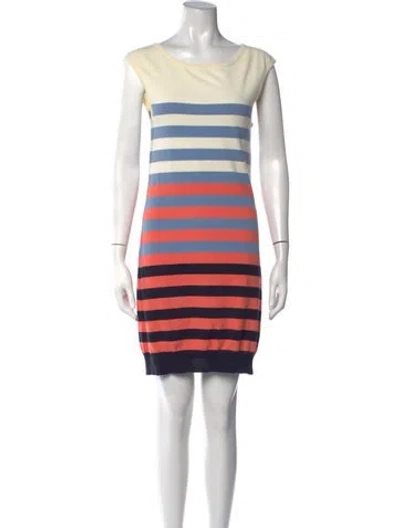 Pre-owned Milly Striped Mini Dress In Neutrals