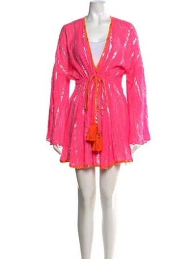 Pre-owned Milly Striped Mini Dress In Pink