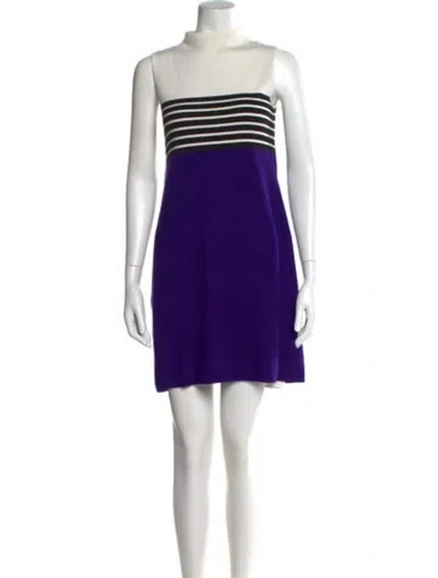 Pre-owned Milly Striped Mini Dress In Purple