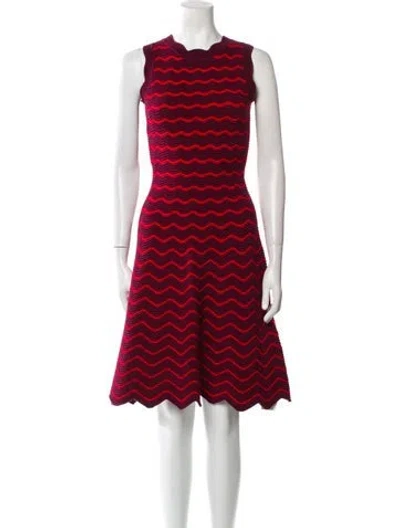 Pre-owned Milly Striped Mini Dress In Red