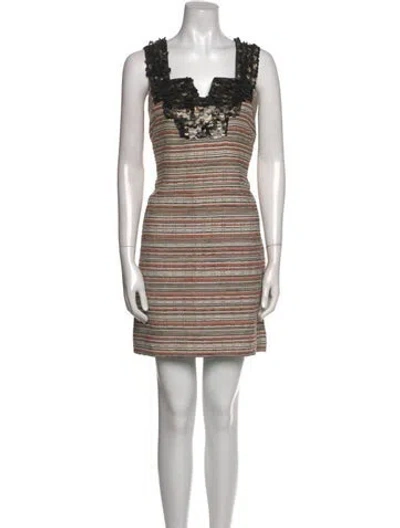 Pre-owned Milly Striped Mini Dress In Red