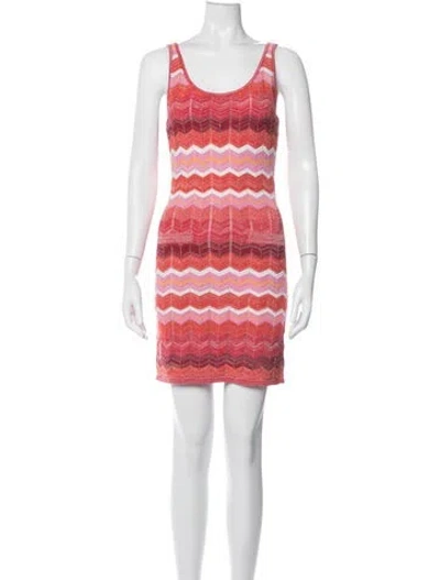 Pre-owned Milly Striped Mini Dress In Red