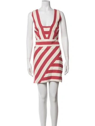 Pre-owned Milly Striped Mini Dress In Red