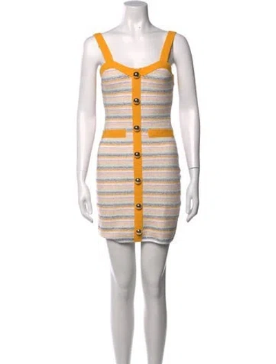 Pre-owned Milly Striped Mini Dress W/ Tags In Yellow