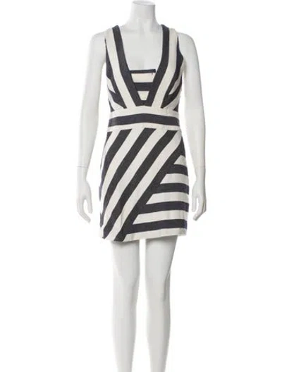 Pre-owned Milly Striped Mini Dress In White