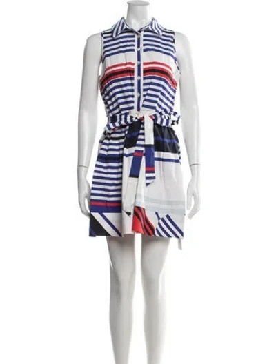 Pre-owned Milly Striped Mini Dress In White