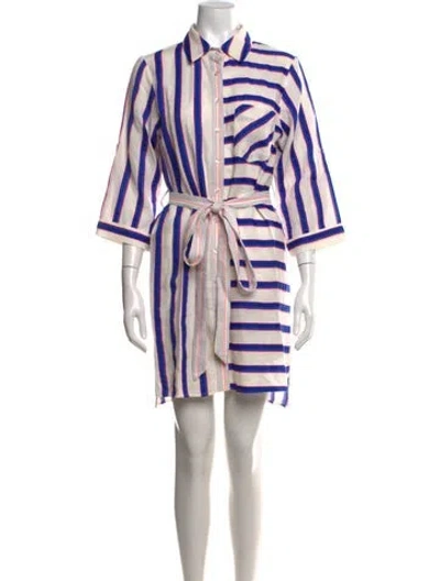 Pre-owned Milly Striped Mini Dress In White