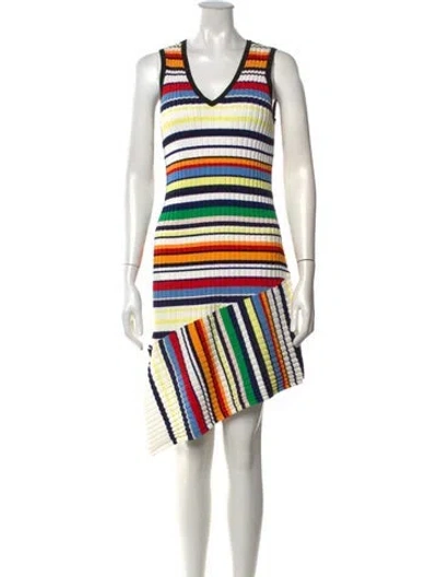 Pre-owned Milly Striped Mini Dress In White