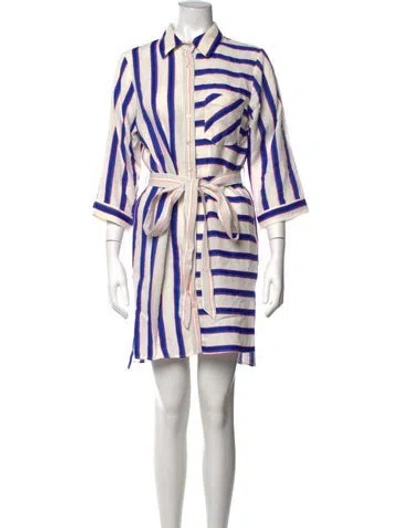 Pre-owned Milly Striped Mini Dress In White