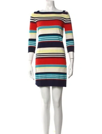 Pre-owned Milly Striped Mini Dress In White