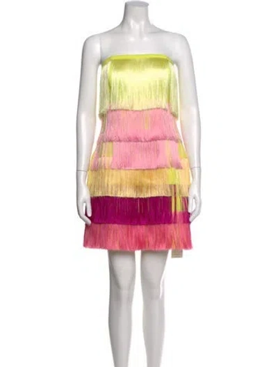 Pre-owned Milly Striped Mini Dress In Yellow