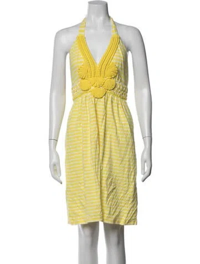 Pre-owned Milly Striped Mini Dress In Yellow