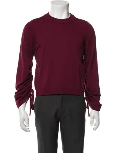 Pre-owned Milly Striped Mock Neck Sweater In Burgundy