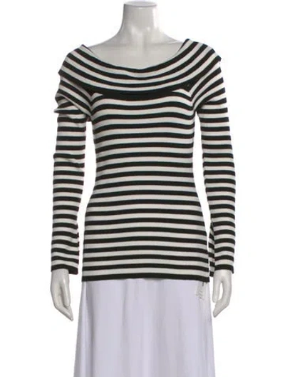 Pre-owned Milly Striped Off-the-shoulder Sweater In Black