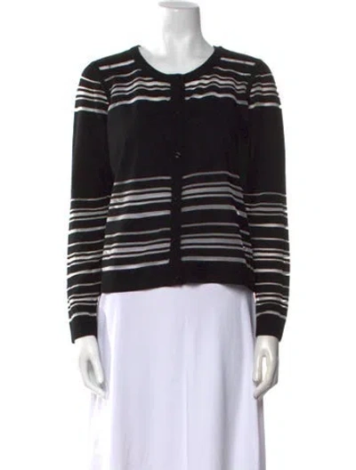 Pre-owned Milly Striped Scoop Neck Sweater In Black