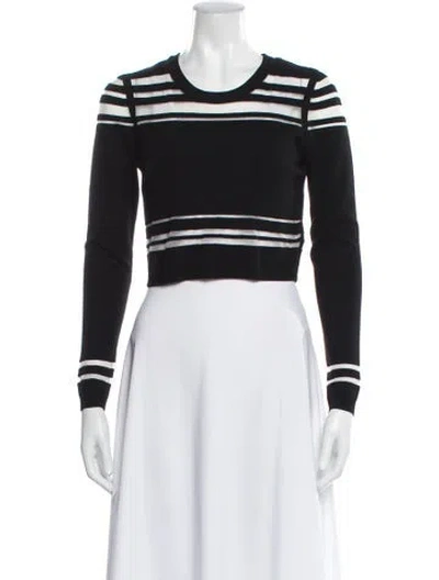 Pre-owned Milly Striped Scoop Neck Sweater In Black