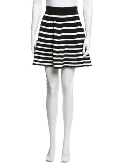 Pre-owned Milly Striped Scoop Neck Sweater In Black