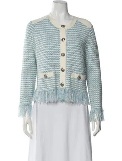 Pre-owned Milly Striped Scoop Neck Sweater In Blue