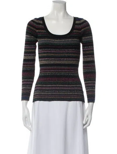Pre-owned Milly Striped Scoop Neck Sweater In Multi