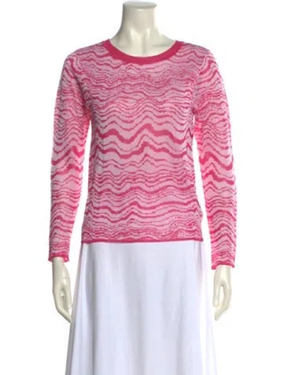 Pre-owned Milly Striped Scoop Neck Sweater In Pink