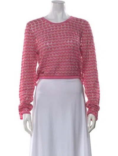 Pre-owned Milly Striped Scoop Neck Sweater In Pink