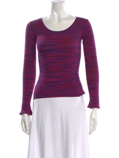 Pre-owned Milly Striped Scoop Neck Sweater In Purple