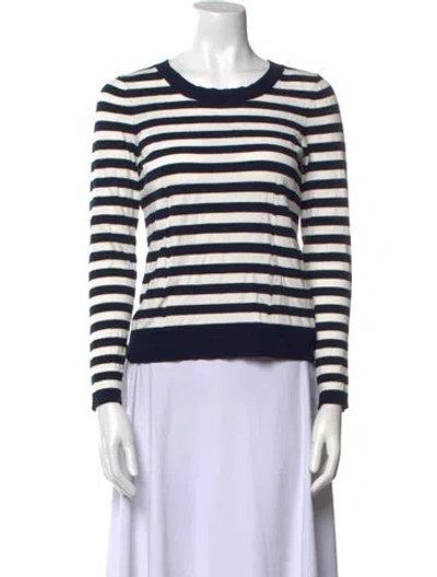 Pre-owned Milly Striped Scoop Neck Sweater W/ Tags In White