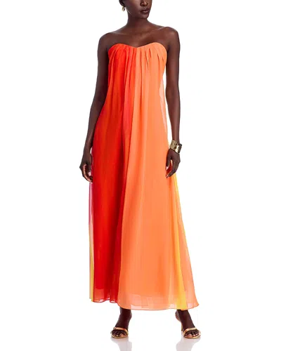 Milly Sunset Stripe Strapless Maxi Dress