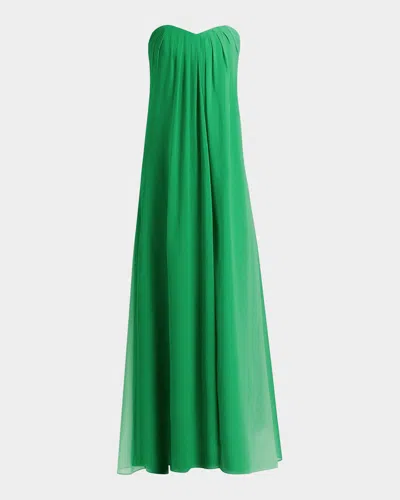 Milly Sunset Stripe Strapless Maxi Dress In Green