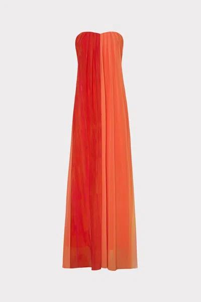 Milly Sunset Stripe Strapless Maxi Dress In Multicolor