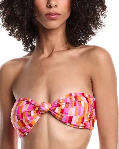 Milly Sunset Tile Knot Bandeau Bikini Top In Pink