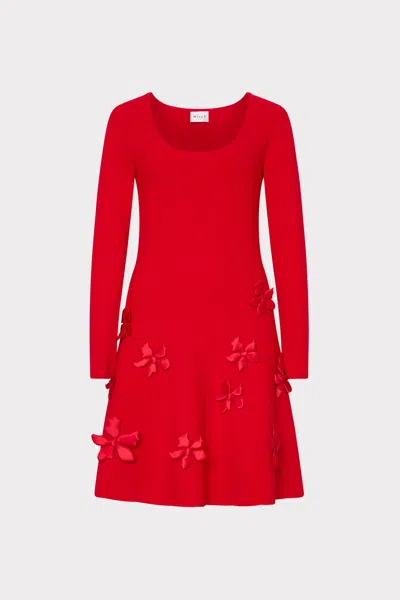 Milly Susan Scoop Neck Mini Dress In Red