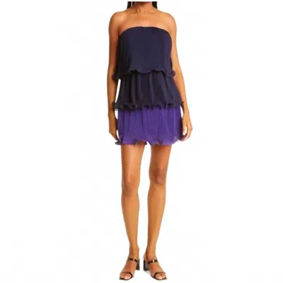 Milly Sylvie Pleated Chiffon Strapless Mini Dress In Purple In Black