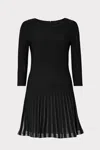 Milly Wired Edge Long Sleeve Ribbed Fitted Bodycon Dress In Black