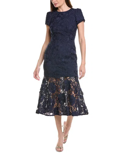 Milly Tahlia Cady Lace Combo Maxi Dress In Blue
