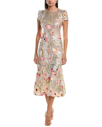 Milly Tahlia Floral Sequins Embroidery Dress In Multi