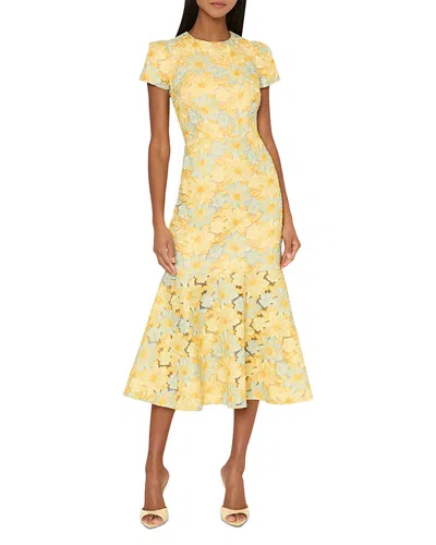 Milly Tahlia Floral Lace Dress In Yellow