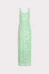 Milly Tatum Stretch Sequins Maxi Dress In Green