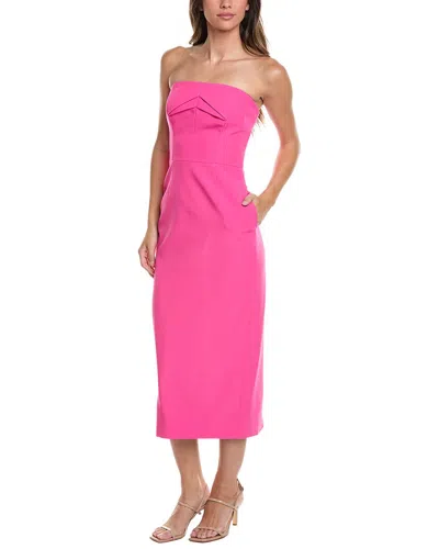 Milly Taylor Triangle Pleat Cady Dress In Pink