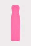 Milly Taylor Triangle Pleat Cady Midi Dress In Pink
